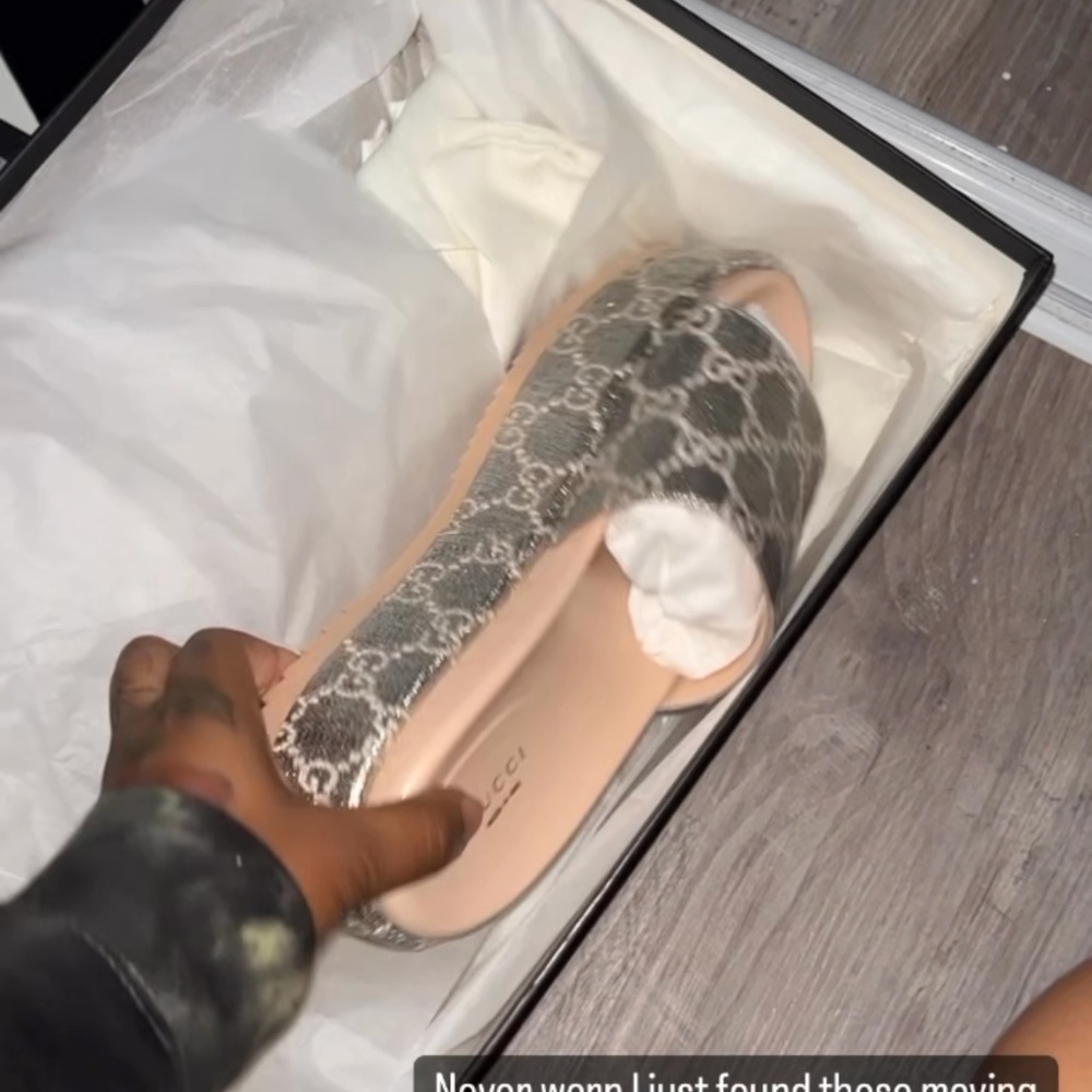 Gucci metallic platform slides